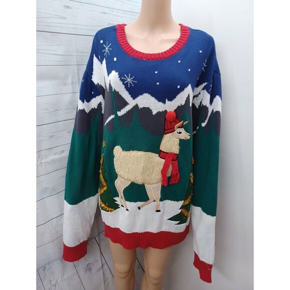 Women’s Ugly Llama Christmas Sweater by 33 Degrees 3XLB NWT - Picture 1 of 10